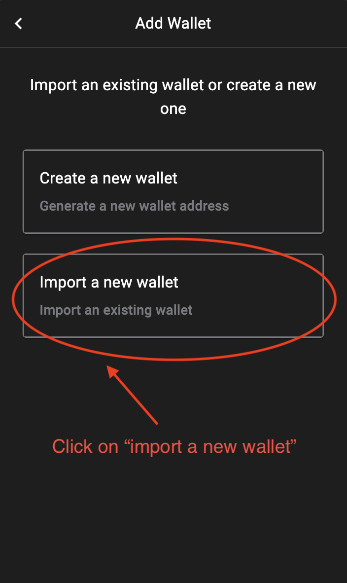 GemWallet import new wallet
